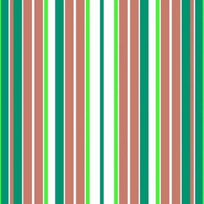 Variegated Summer Stripes in Coral - Green - White