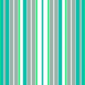 Mint Julep Stripes -  Blue-Green - Grey - White