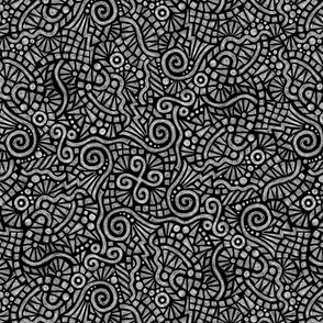 batik doodles in black and white