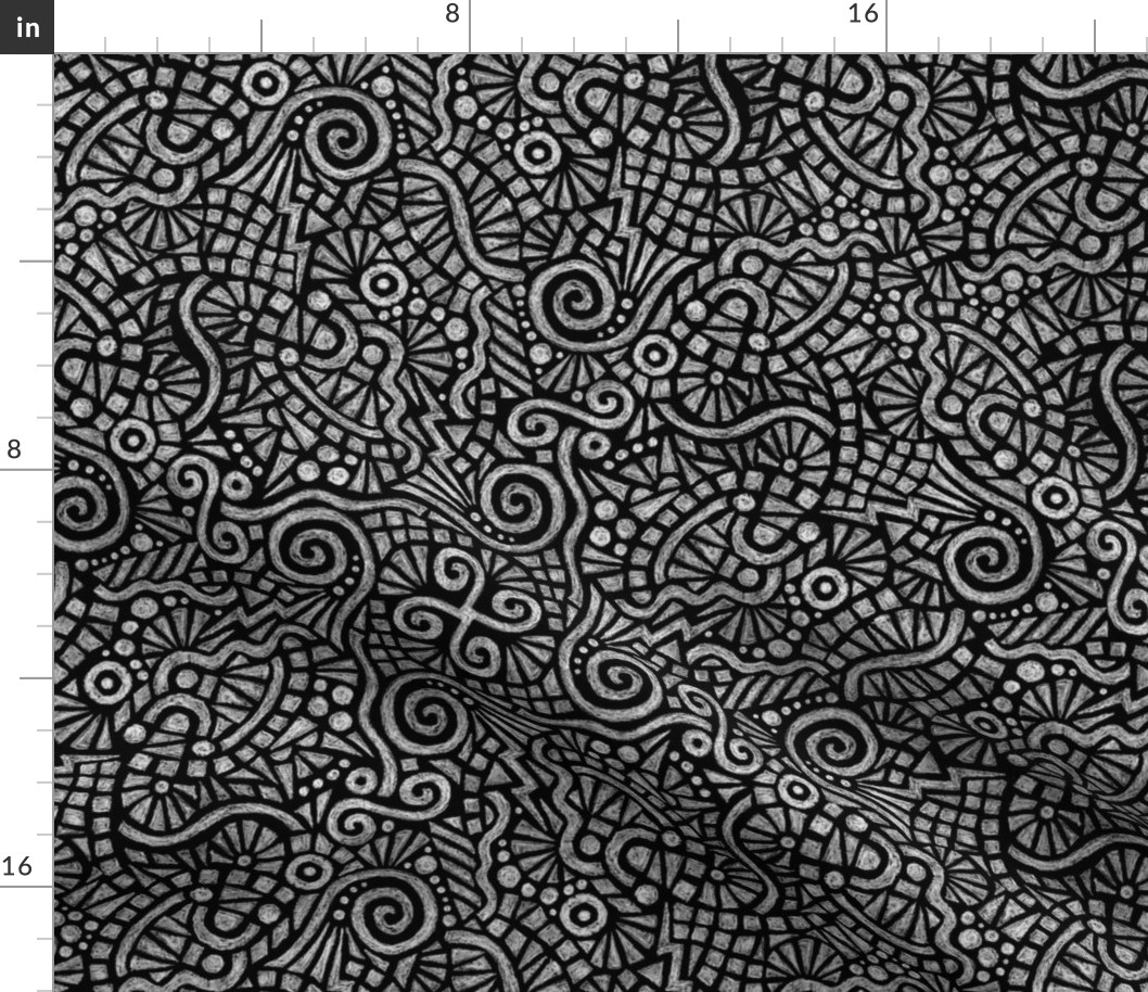 batik doodles in black and white