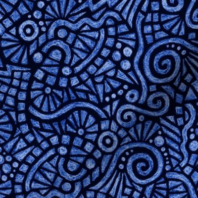 batik doodles in royal blue
