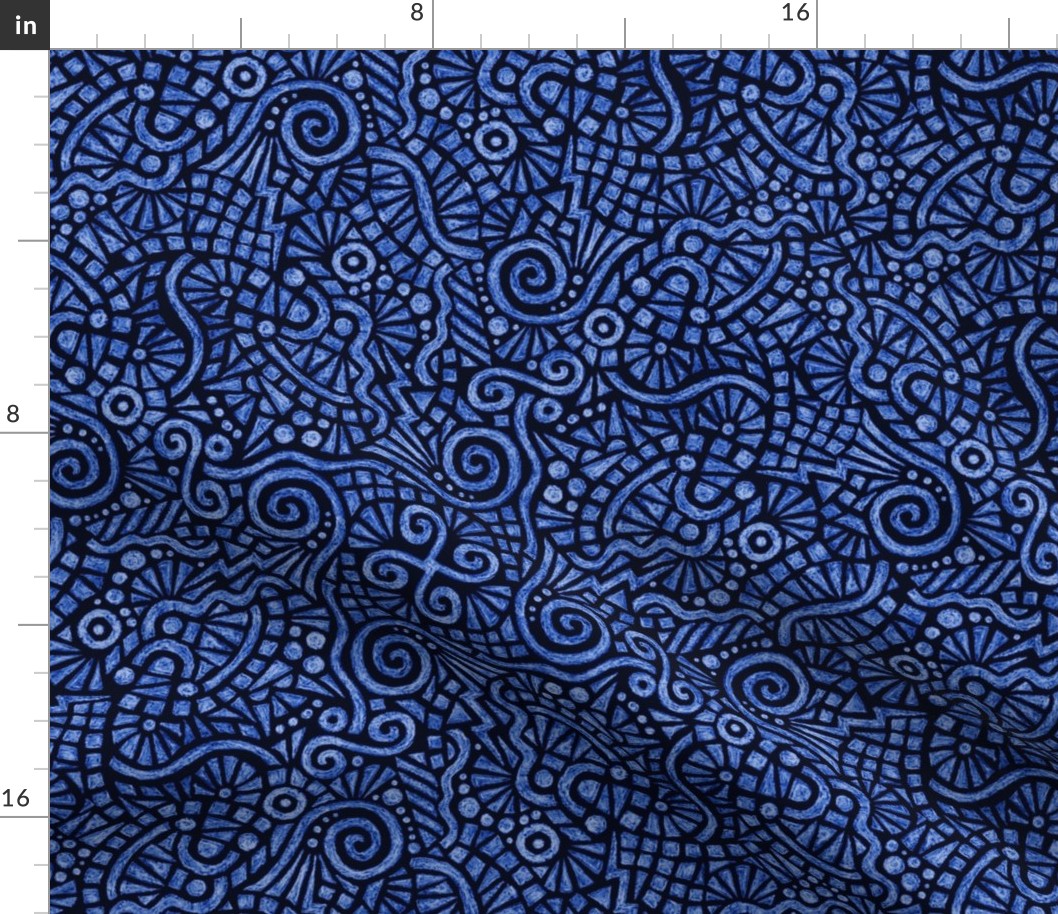 batik doodles in royal blue