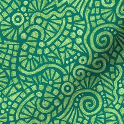 batik doodles in serene green