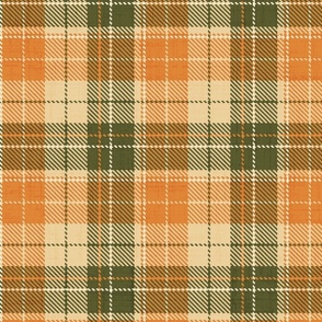 Headmaster Tartan Plaid Orange Olive Green Large Size