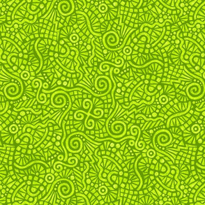 batik doodles in bright lime green