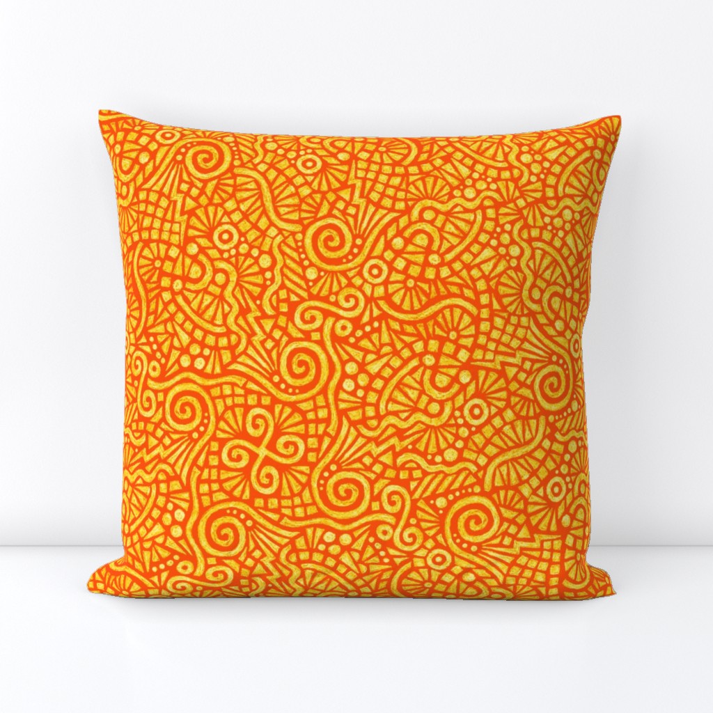 batik doodles in solar orange