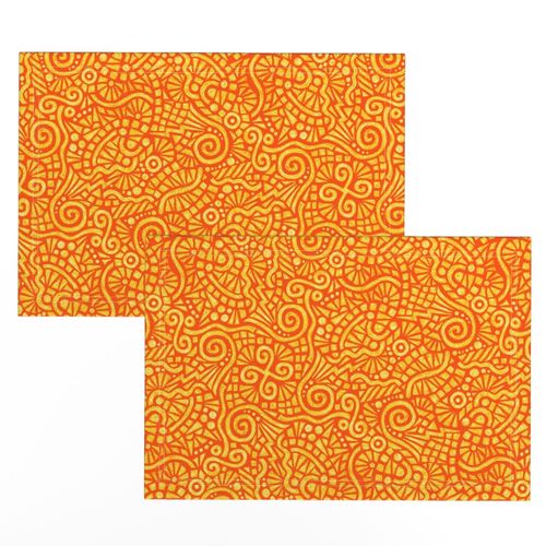 batik doodles in solar orange