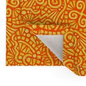 batik doodles in solar orange