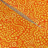 batik doodles in solar orange