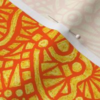 batik doodles in solar orange