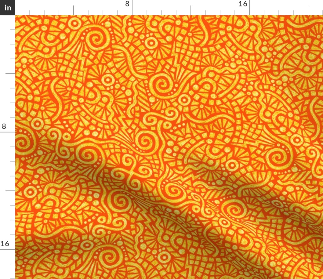 batik doodles in solar orange