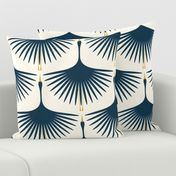 Art Deco Swans - Navy 12"