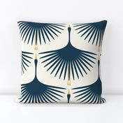 Art Deco Swans - Navy 12"