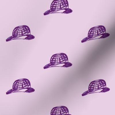 Chic Purple Hats on Spring Lilac