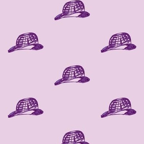 Chic Purple Hats on Spring Lilac