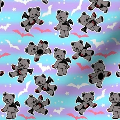 Pastel goth vampire bears on stripes