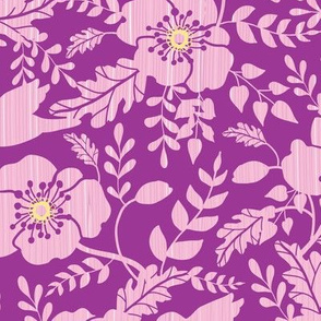 Pink wooden nature silhouettes print repeat pattern