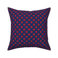 Red Polka Dots On Blue