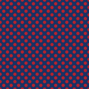 Red Polka Dots On Blue