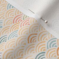 Ocean Waves Block Print Pattern (large scale) | Ocean fabric, surf fabric, rainbow fabric, boho print for coastal decor, beach wrap.