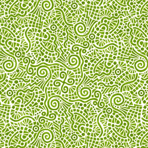 crayon doodles in leaf green