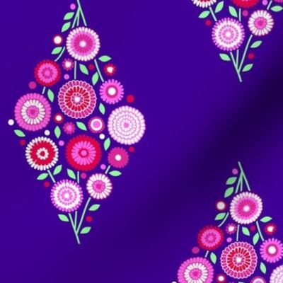 floral diamond on purple sky