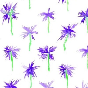 Palm d'Azur in purple and green - watercolor palms for beach and summer p300-3 