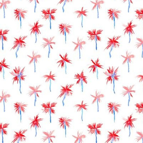 Patriotic Palm d'Azur - watercolor palms in red and blue for 4th of July Independence day