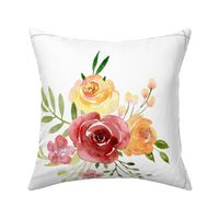 18” Country Floral Pillow Front with dotted cutting lines // Farmington collection, floral 3