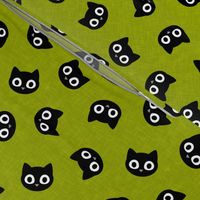 black cats - cute halloween - lime green - LAD20