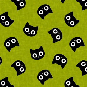 black cats - cute halloween - lime green - LAD20