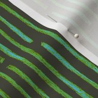 batik vertical stripes -leaf  green and light blue on khaki