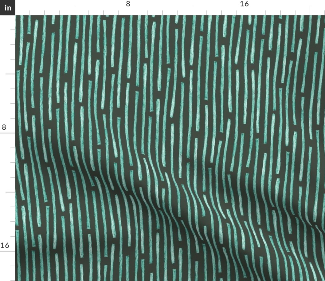 batik vertical stripes - oolong teal on khaki