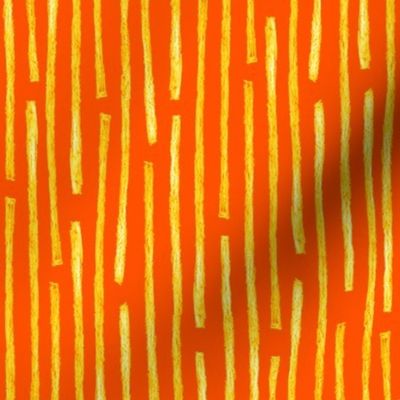 batik vertical stripes - solar yellow on orange