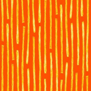 batik vertical stripes - solar yellow on orange