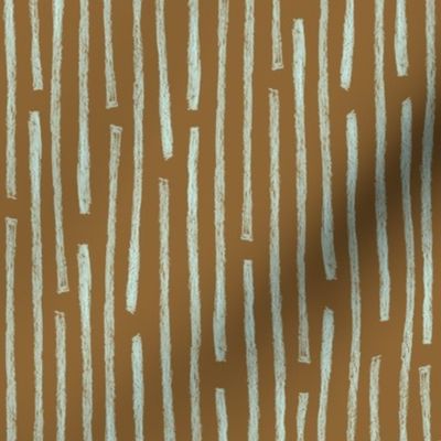 batik vertical stripes - antique blue on brown
