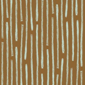 batik vertical stripes - antique blue on brown