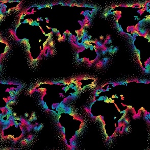 rainbow world map (20"x 10") on black