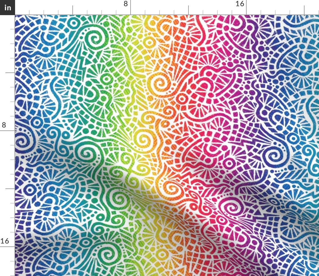 rainbow batik doodles (rainbow has 16" repeat)