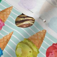 Yummy Ice Cream Cones (birds egg stripe) LARGE scale, ROTATED