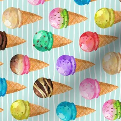 Yummy Ice Cream Cones (birds egg stripe) LARGE scale, ROTATED