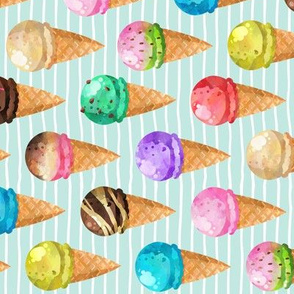 Yummy Ice Cream Cones (birds egg stripe) LARGE scale, ROTATED