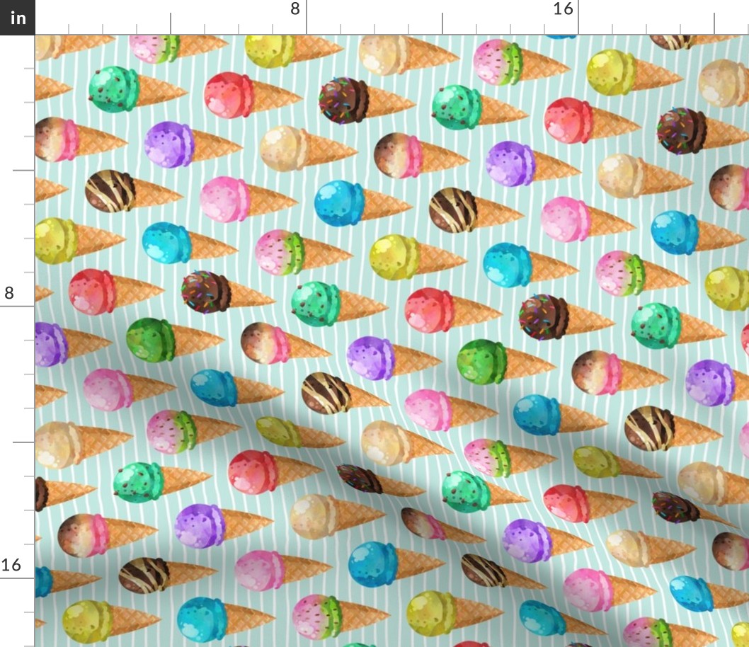 Yummy Ice Cream Cones (birds egg stripe) LARGE scale, ROTATED