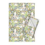 large birds, small birds and pterodactyl tiles, large scale, white, yellow, green, blue, orange, gray, black, pink