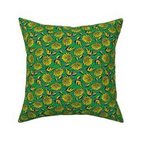 African Wax Print Flowers Green and Yellow