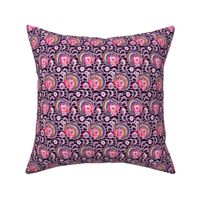 African Wax Print Flowers Purple and Pink