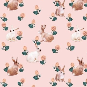 Bunnies in Autumn Roses Peachy