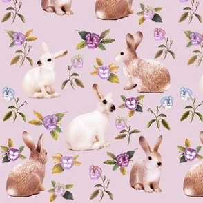 Bunnies Vintage Lilac Rose // large