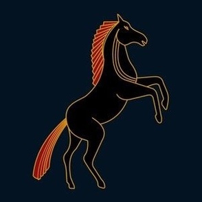 Mustang on very dark blue background