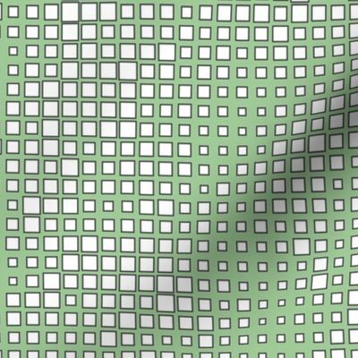 Green and wite abstract vector background with random size squares